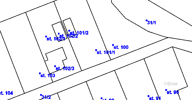 Parcela st. 101/1 v KÚ Dolní Ostrovec, Katastrální mapa