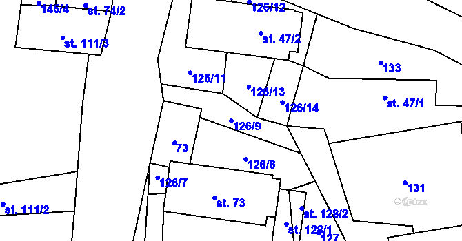 Parcela st. 126/9 v KÚ Dolní Ostrovec, Katastrální mapa