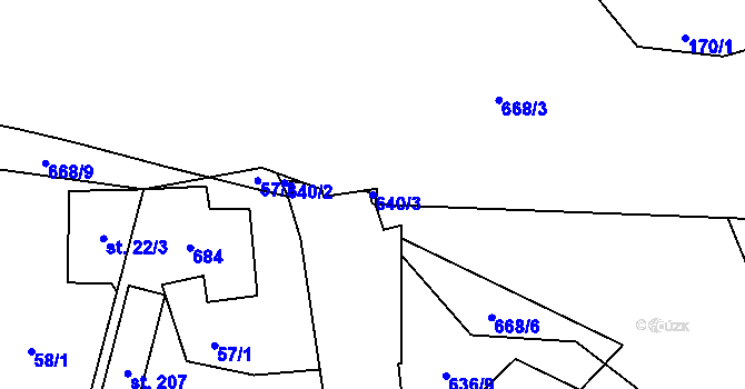 Parcela st. 640/3 v KÚ Dolní Ostrovec, Katastrální mapa