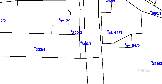 Parcela st. 640/7 v KÚ Dolní Ostrovec, Katastrální mapa