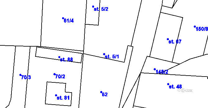 Parcela st. 5/1 v KÚ Horní Ostrovec, Katastrální mapa