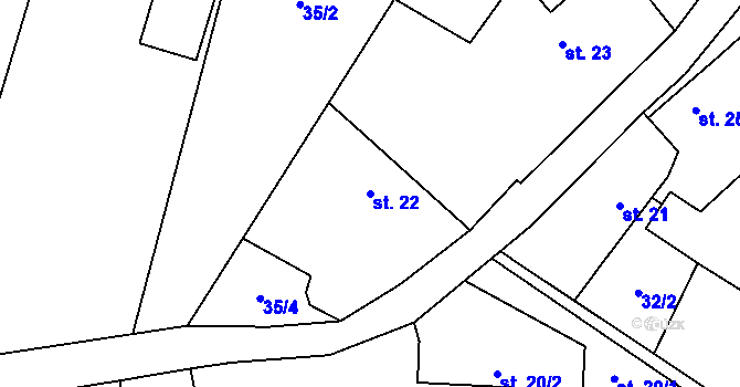 Parcela st. 22 v KÚ Horní Ostrovec, Katastrální mapa