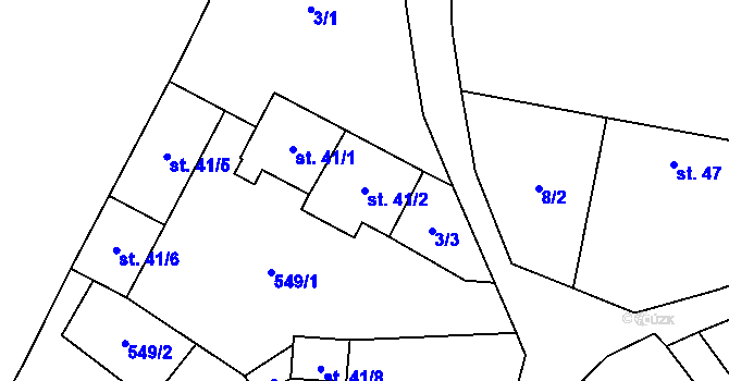 Parcela st. 41/2 v KÚ Horní Ostrovec, Katastrální mapa