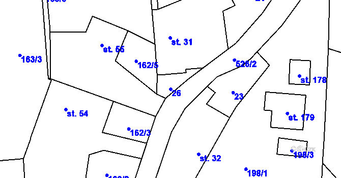 Parcela st. 26 v KÚ Horní Ostrovec, Katastrální mapa