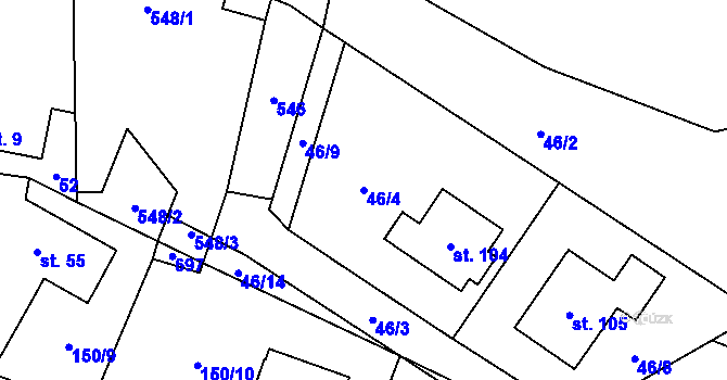 Parcela st. 46/4 v KÚ Horní Ostrovec, Katastrální mapa