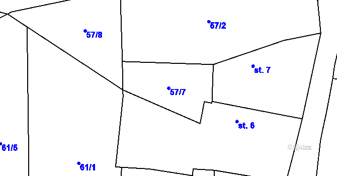 Parcela st. 57/7 v KÚ Horní Ostrovec, Katastrální mapa