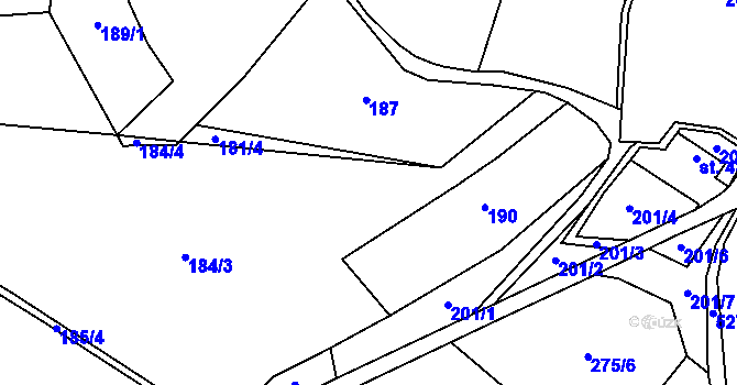 Parcela st. 184 v KÚ Horní Ostrovec, Katastrální mapa