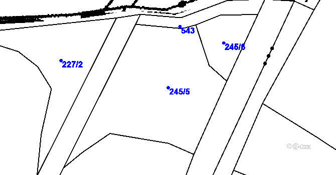 Parcela st. 245/5 v KÚ Horní Ostrovec, Katastrální mapa