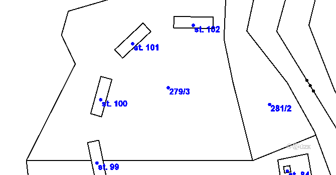 Parcela st. 279/3 v KÚ Horní Ostrovec, Katastrální mapa