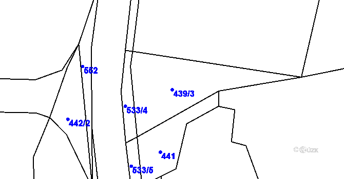 Parcela st. 439/3 v KÚ Horní Ostrovec, Katastrální mapa