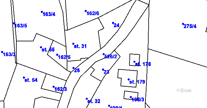 Parcela st. 526/2 v KÚ Horní Ostrovec, Katastrální mapa