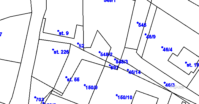 Parcela st. 548/2 v KÚ Horní Ostrovec, Katastrální mapa
