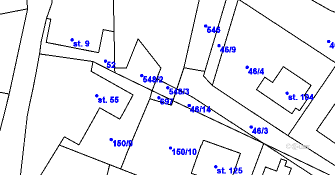 Parcela st. 548/3 v KÚ Horní Ostrovec, Katastrální mapa