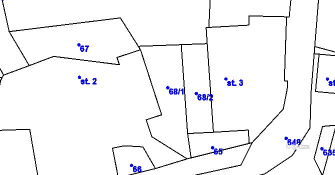 Parcela st. 68/1 v KÚ Horní Ostrovec, Katastrální mapa