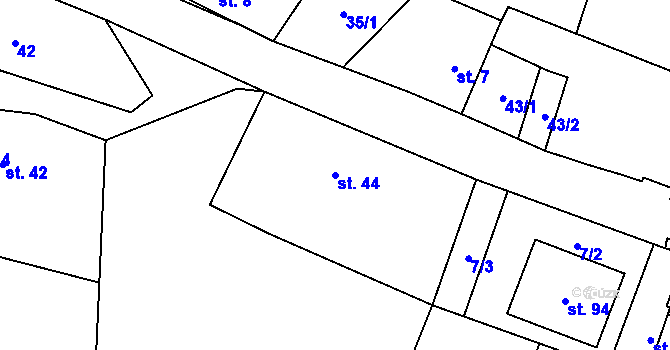Parcela st. 44 v KÚ Lhotka u Terešova, Katastrální mapa