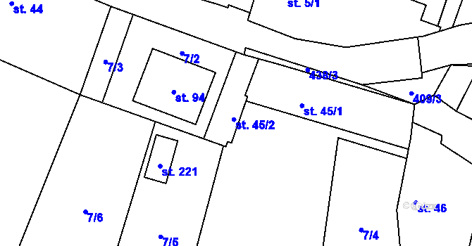 Parcela st. 45/4 v KÚ Lhotka u Terešova, Katastrální mapa