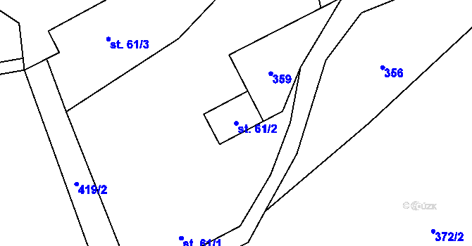 Parcela st. 61/2 v KÚ Lhotka u Terešova, Katastrální mapa