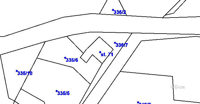 Parcela st. 71 v KÚ Lhotka u Terešova, Katastrální mapa
