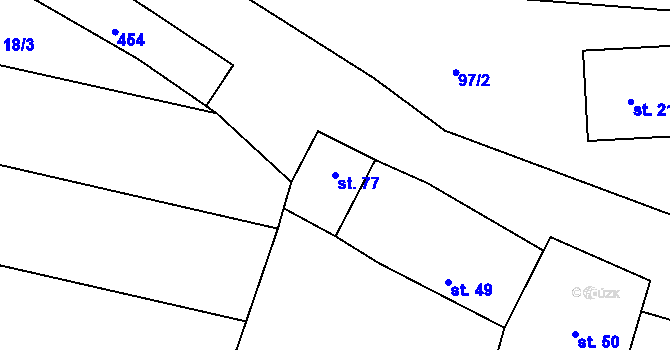Parcela st. 77 v KÚ Lhotka u Terešova, Katastrální mapa
