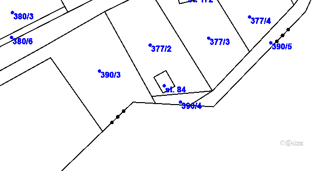 Parcela st. 84 v KÚ Lhotka u Terešova, Katastrální mapa