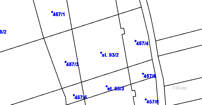 Parcela st. 93/2 v KÚ Lhotka u Terešova, Katastrální mapa