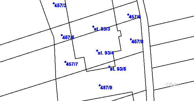 Parcela st. 93/4 v KÚ Lhotka u Terešova, Katastrální mapa