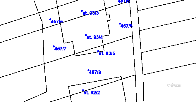 Parcela st. 93/5 v KÚ Lhotka u Terešova, Katastrální mapa