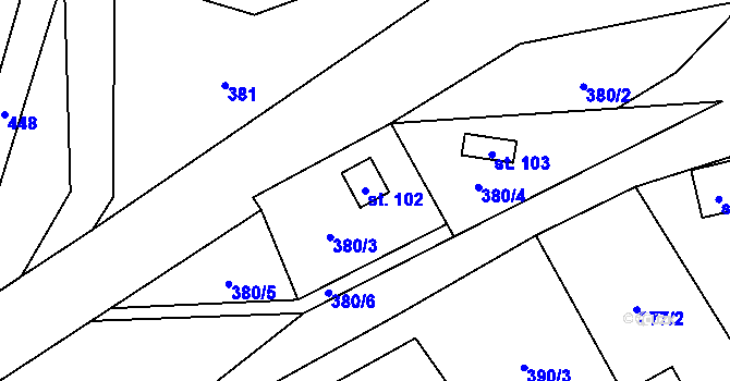 Parcela st. 102 v KÚ Lhotka u Terešova, Katastrální mapa