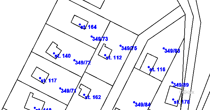Parcela st. 112 v KÚ Lhotka u Terešova, Katastrální mapa