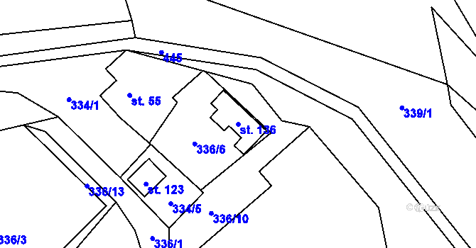 Parcela st. 136 v KÚ Lhotka u Terešova, Katastrální mapa