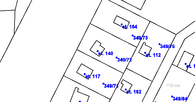 Parcela st. 140 v KÚ Lhotka u Terešova, Katastrální mapa