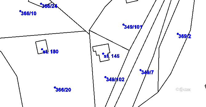 Parcela st. 145 v KÚ Lhotka u Terešova, Katastrální mapa