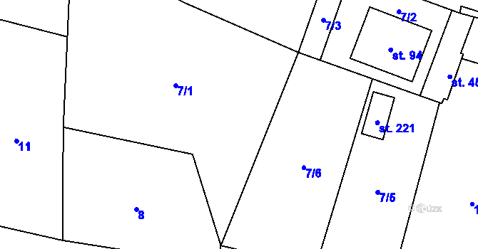 Parcela st. 7/1 v KÚ Lhotka u Terešova, Katastrální mapa