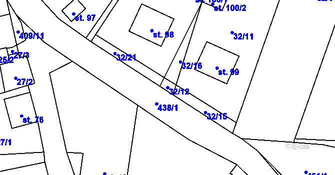 Parcela st. 32/12 v KÚ Lhotka u Terešova, Katastrální mapa