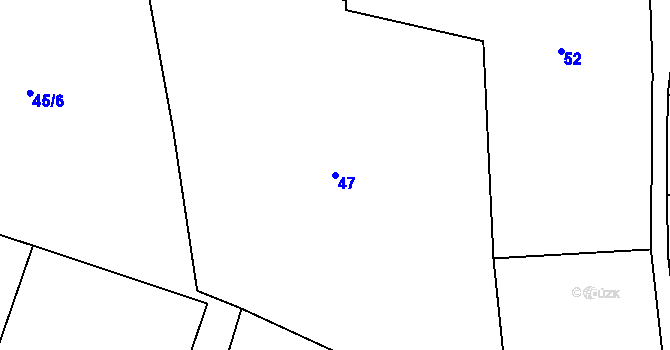 Parcela st. 47 v KÚ Lhotka u Terešova, Katastrální mapa