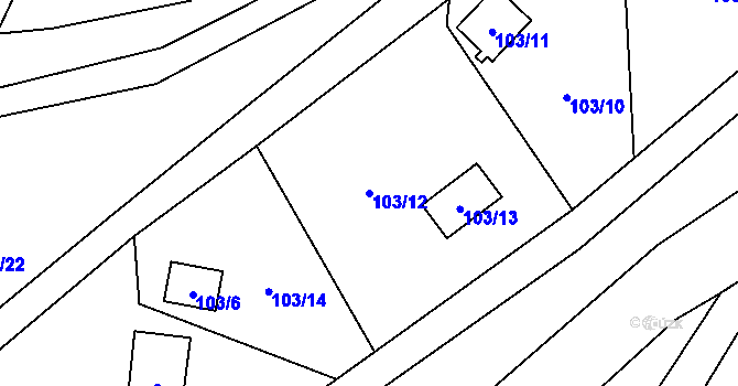 Parcela st. 103/12 v KÚ Lhotka u Terešova, Katastrální mapa