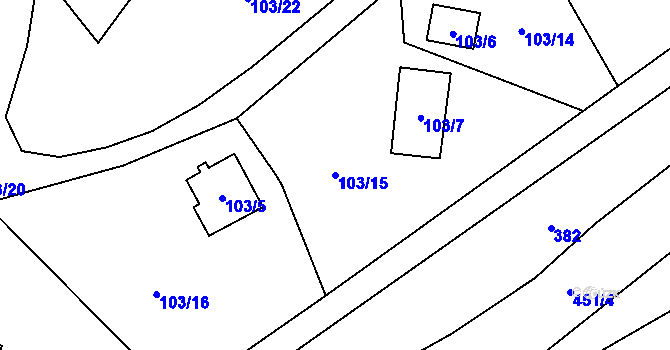 Parcela st. 103/15 v KÚ Lhotka u Terešova, Katastrální mapa