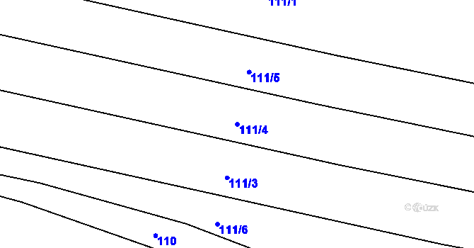 Parcela st. 111/4 v KÚ Lhotka u Terešova, Katastrální mapa