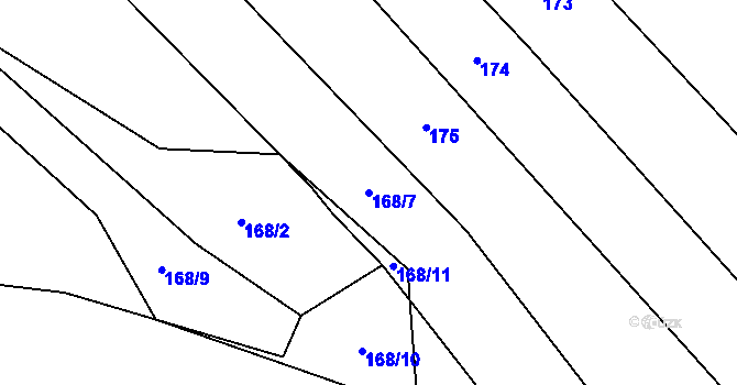 Parcela st. 168/7 v KÚ Lhotka u Terešova, Katastrální mapa