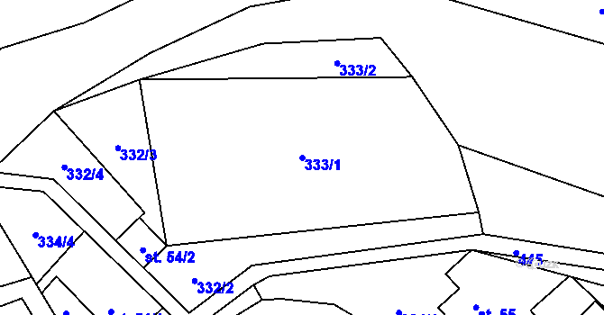 Parcela st. 333/1 v KÚ Lhotka u Terešova, Katastrální mapa