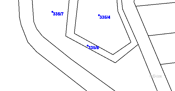 Parcela st. 335/8 v KÚ Lhotka u Terešova, Katastrální mapa