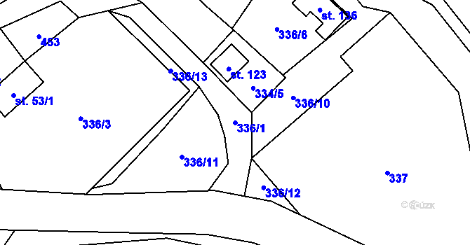 Parcela st. 336/1 v KÚ Lhotka u Terešova, Katastrální mapa