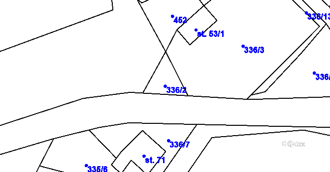Parcela st. 336/2 v KÚ Lhotka u Terešova, Katastrální mapa