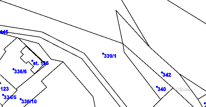 Parcela st. 339/1 v KÚ Lhotka u Terešova, Katastrální mapa