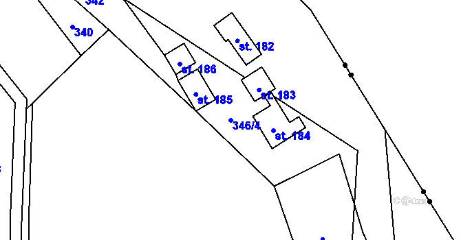Parcela st. 346/4 v KÚ Lhotka u Terešova, Katastrální mapa