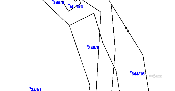 Parcela st. 346/6 v KÚ Lhotka u Terešova, Katastrální mapa