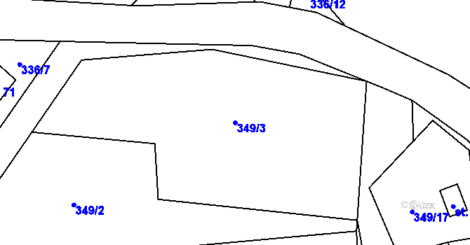 Parcela st. 349/3 v KÚ Lhotka u Terešova, Katastrální mapa