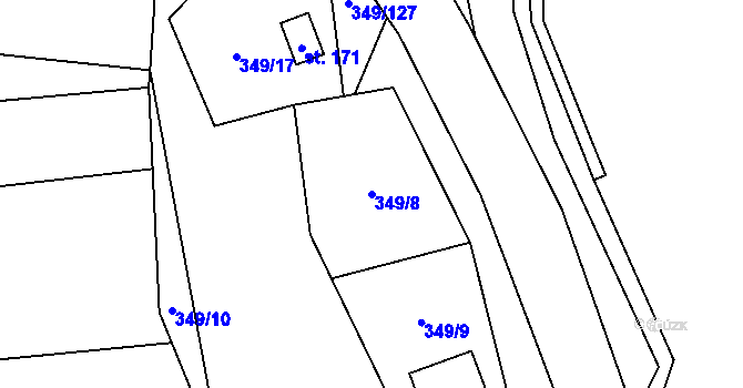 Parcela st. 349/8 v KÚ Lhotka u Terešova, Katastrální mapa
