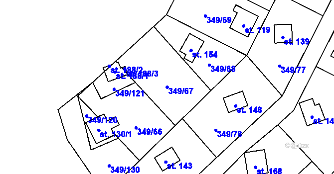 Parcela st. 349/67 v KÚ Lhotka u Terešova, Katastrální mapa