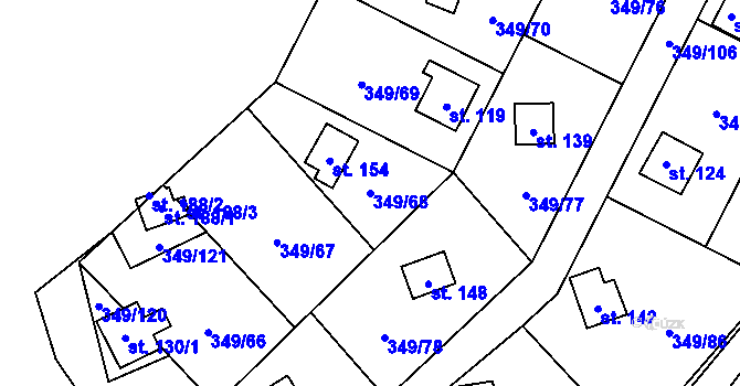 Parcela st. 349/68 v KÚ Lhotka u Terešova, Katastrální mapa